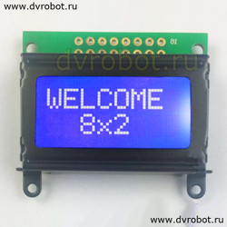 Дисплей LCM 0802С - 5V- синий