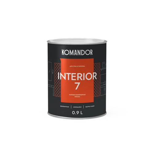 КРАСКА "INTERIOR 7" ДЛЯ СТЕН И ПОТОЛКОВ БАЗА A 0,9 Л (1/6) "KOMANDOR"
