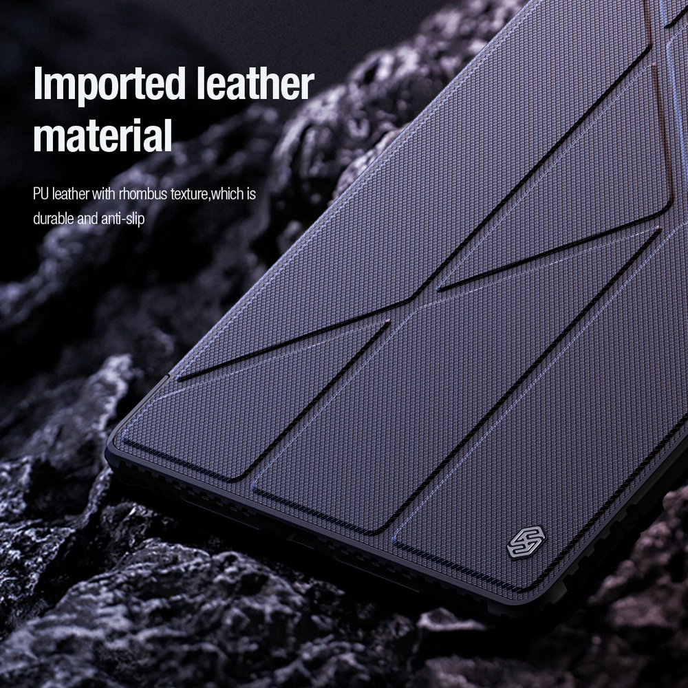 Чехол книжка синего цвета от Nillkin для планшета Huawei Mate Pad Pro 13.2, серия Bumper Pro Case-Multi Angle Folding Style, многофункциональный складной стиль