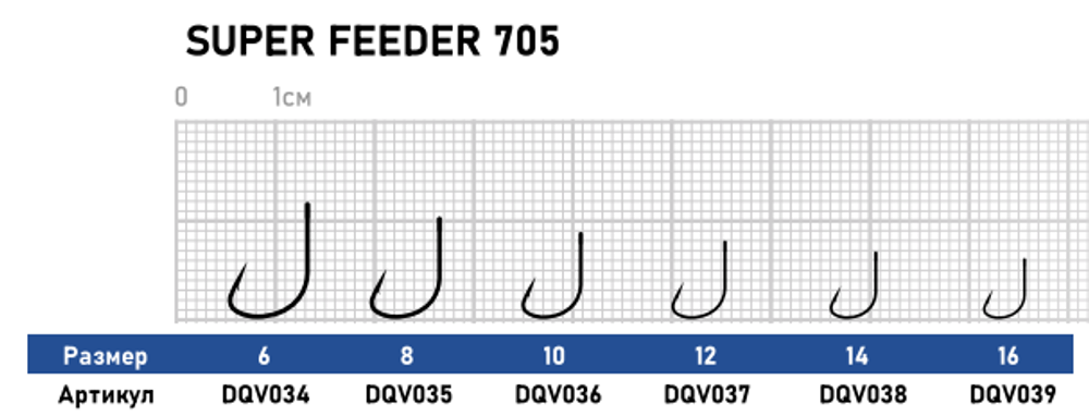 Крючок Dunaev Super Feeder 705 # 14 (упак.10шт)