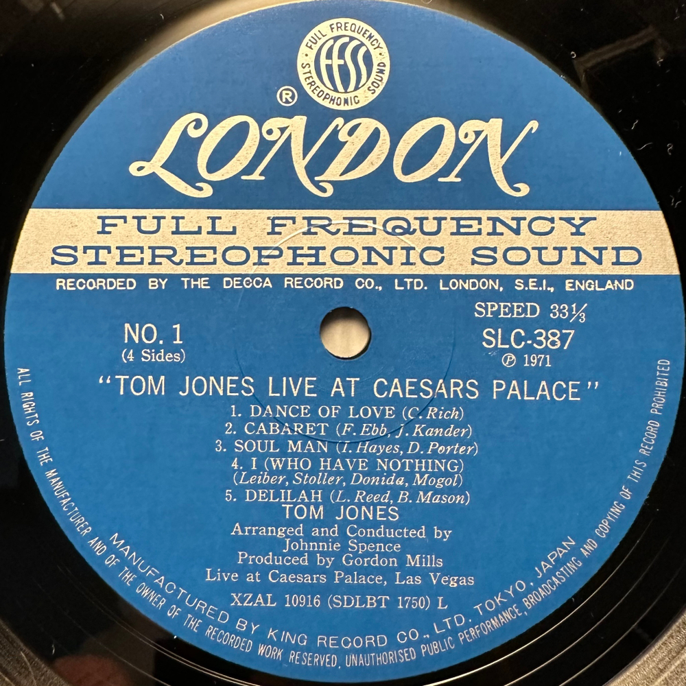 Tom Jones - Live Caesars Palace 2LP (Япония 1971г.)