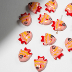 Бусина в форме рыбы, 20,3*17мм, красно-розовая, глазурированный фарфор