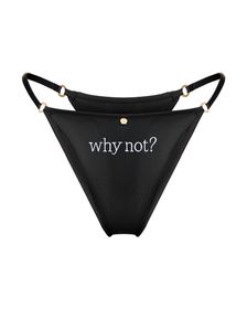 трусы стринги из натурального шелка с надписью Why not черные