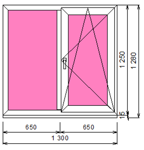 Пластиковое окно  1250 х 1300 ТермА Эко