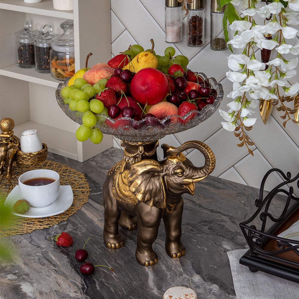 Фруктовница-конфетница Слон Айрават Бронза Мейджи