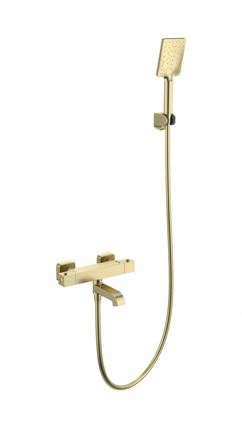 Смеситель для ванны с душем и термостатом WONZON & WOGHAND STAY 3, Брашированное золото (WW-B2026-A1-BG)