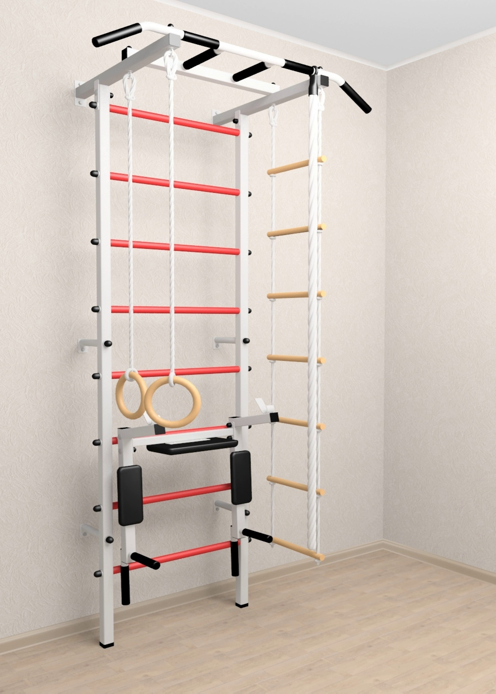 Шведская стенка Sv Pro 803 (Турник Pro/Брусья/стойка/Канат/Kольца/Лестница)