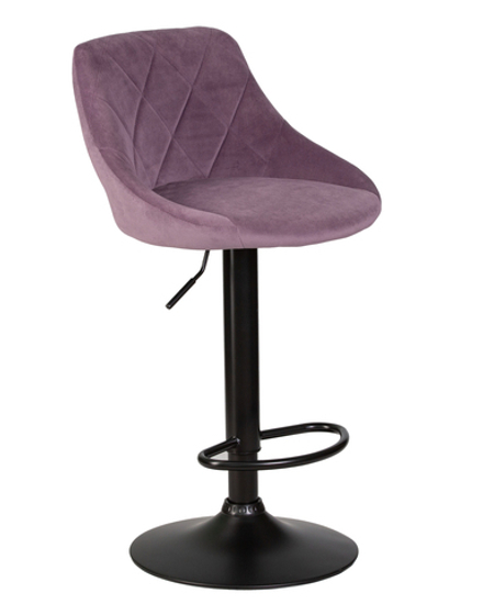 Стул барный DOBRIN LOGAN BLACK, пудрово-сиреневый велюр (MJ9-52)