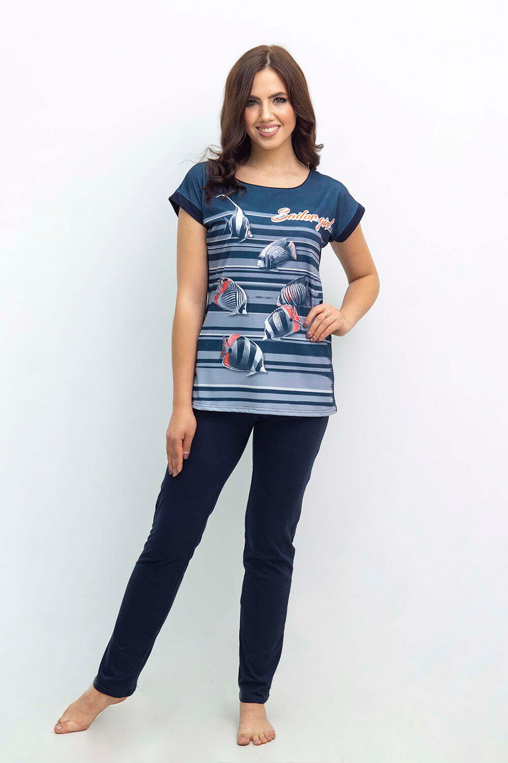 [m]Пижама женская "РЫБКИ" футболка+штаны КЖ 0173