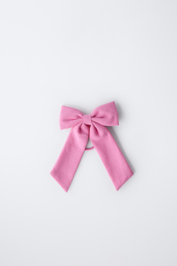 ZARA РЕЗИНКА ДЛЯ ВОЛОС С БАНТОМ, РОЗОВЫЙ
