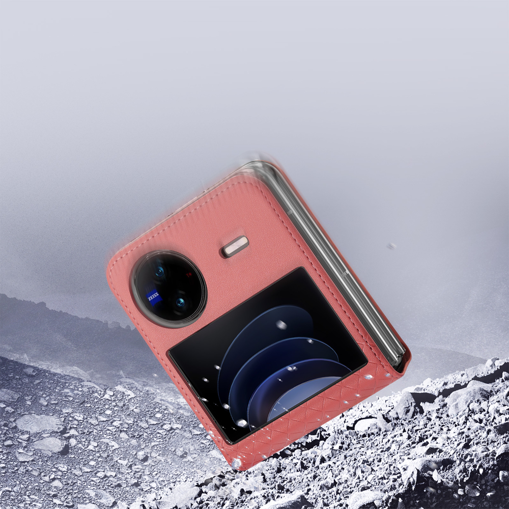 Чехол розового цвета с премиальной искусственной кожи для Vivo X Flip, серия Bril Series от Dux Ducis