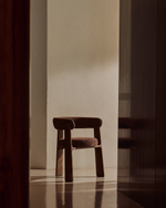 Granite Стул на 3 ножках из коричневого шенилла и массива ясеня в отделке орех