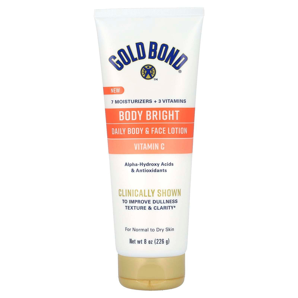 Gold Bond, Body Bright, ежедневный лосьон для тела и лица, для нормальной и сухой кожи, 226 г (8 унций)