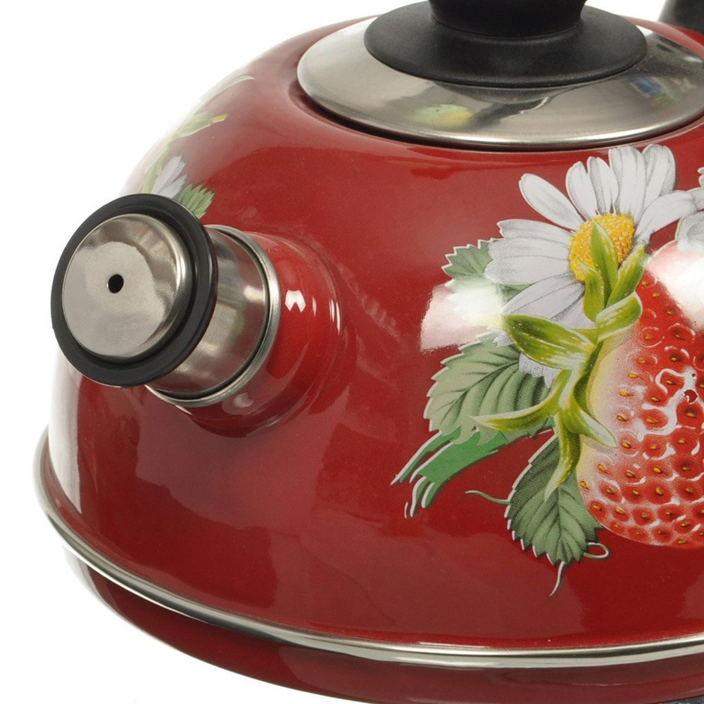 Чайник сталь, эмал, 2.5 л, свист, руч консоль, Рубин, С2203, бордо, T04/25/01/01 /05/14