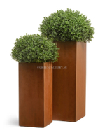 Кашпо TREEZ Effectory - серия Corten Steel - Высокий куб - Кортеновская сталь - Бархатистая окись