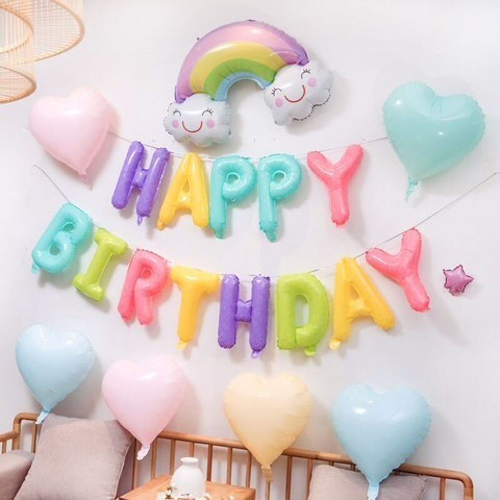 Шар-надпись "Happy Birthday" (пастельная)