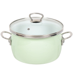 Кастрюля сталь, эмал, 4 л, с крыш, мет ручки, Сантэкс, 1-2440211, салатовый ментол, индукц