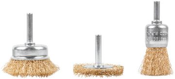 Набор щеток для дрели, 3 шт. ("Чашки" 25, 50 мм, "Плоская" 50 мм, латун. витая проволока, блистер, CUTOP Profi