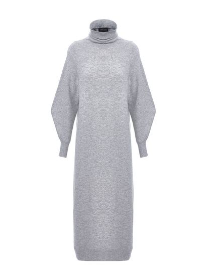 Женское платье светло-серого цвета из шерсти и кашемира - фото 1