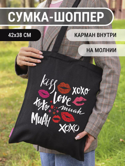 Сумка шоппер женская аниме тканевая через плечо с принтом