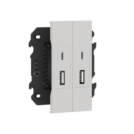 Зарядное устройство USB типа A+C+A+C,  ток до 2x3100мА,  в сборе с суппортом,  цвет серый матовый