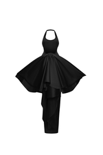 Платье макси из атласа со съемным шлейфом