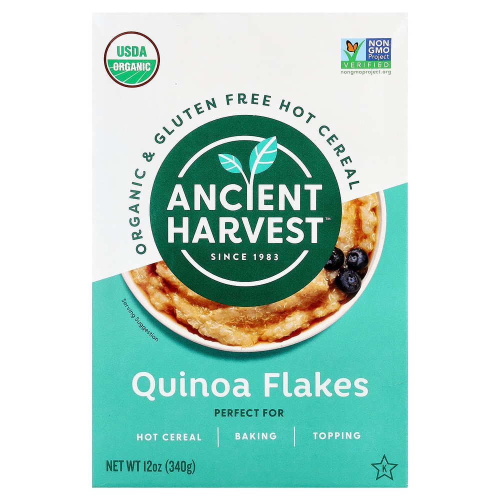 Ancient Harvest, органическая горячая каша, без глютена, хлопья из киноа, 340 г (12 унций)