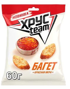 СУХАРИКИ ХРУС TEAM БАГЕТ КРАСНАЯ ИКРА 60ГР