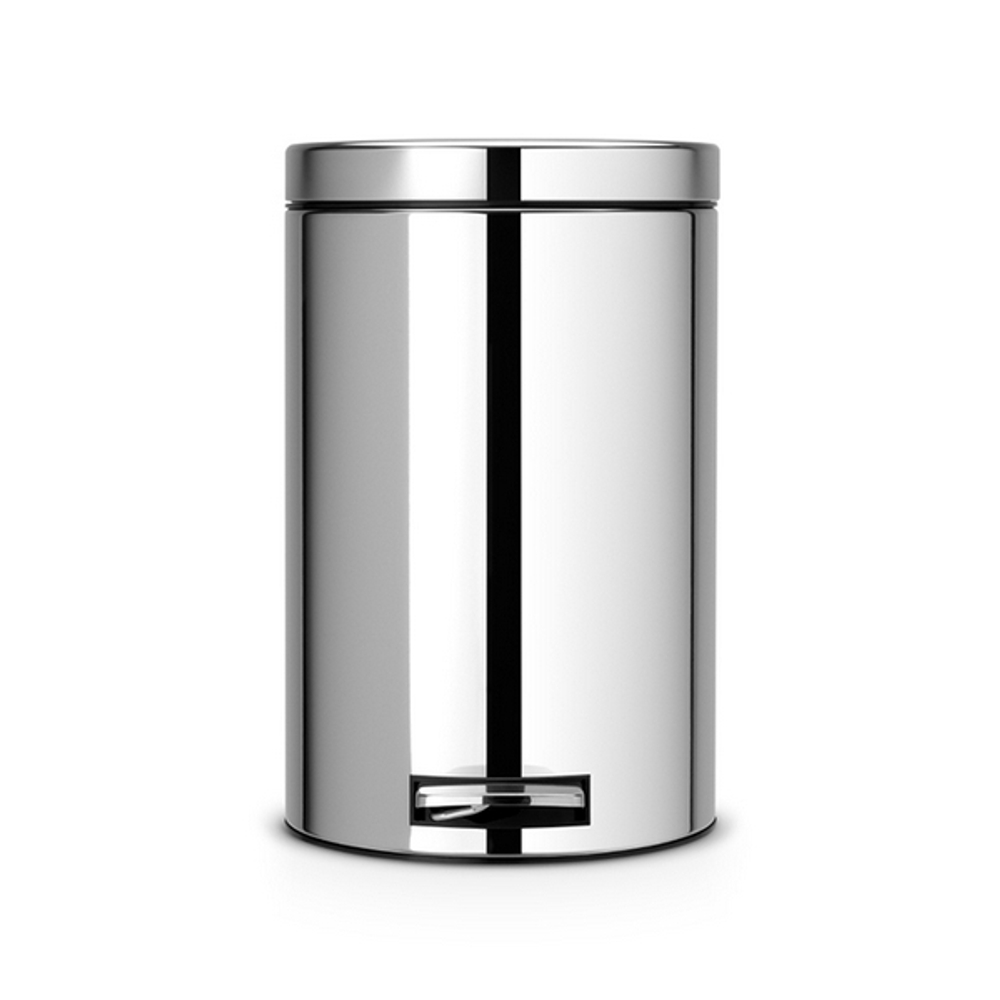 Ведро для мусора Brabantia с металлическим внутреннем ведром полированная сталь 12л вид спереди