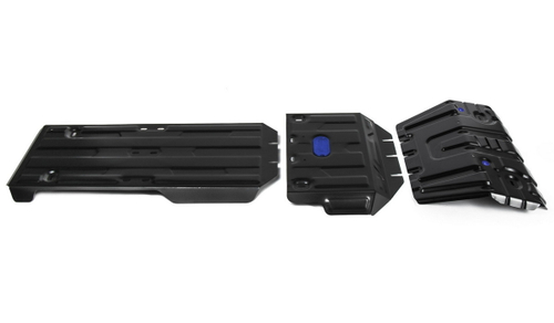 Защита радиатора, картера, КПП и РК Rival для Lexus GX 460 (V - 4.6) 2009-2013 2013-н.в./Toyota Land Cruiser Prado 150 (V - 2.7; 3.0D; 4.0) 2009-2013/Toyota Land Cruiser Prado 150 рестайлинг (V - 2.7; 2.8D; 3.0D; 4.0) 2013-2017/Toyota Land Cruiser Prado 150 рестайлинг (V - 2.7; 2.8D; 4.0) 2017-2020 2020-н.в., сталь 1.8 мм, 3 части, с крепежом, штампованная, K111.9516.1