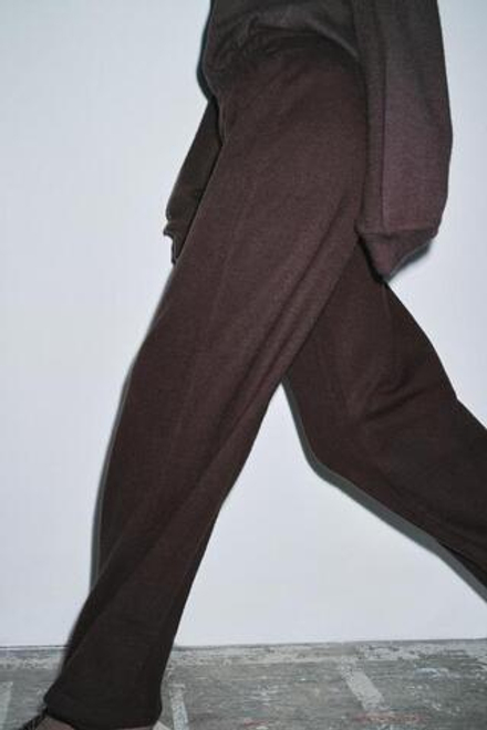ZARA ШИРОКИЕ БРЮКИ ИЗ МЯГКОЙ ТКАНИ, ШОКОЛАДНЫЙ