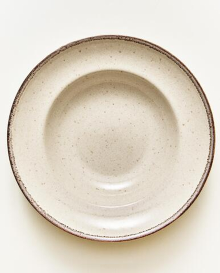 Zara Home тарелка из каменной керамики, цвет бежевый, 25.5 см