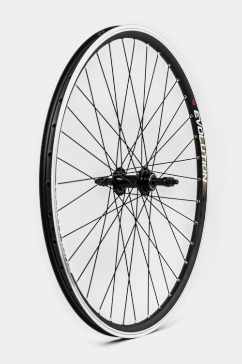Колесо заднее 27.5" EVOLUTION двойной обод пистон., черный, трещ. гайка промподш.черный спица черный(AlexRims)