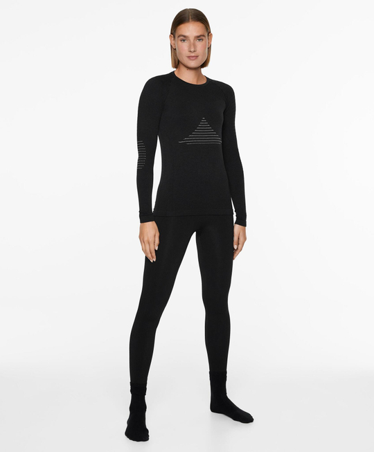 Oysho Лонгслив Base Layers с жаккардовым узором, черный