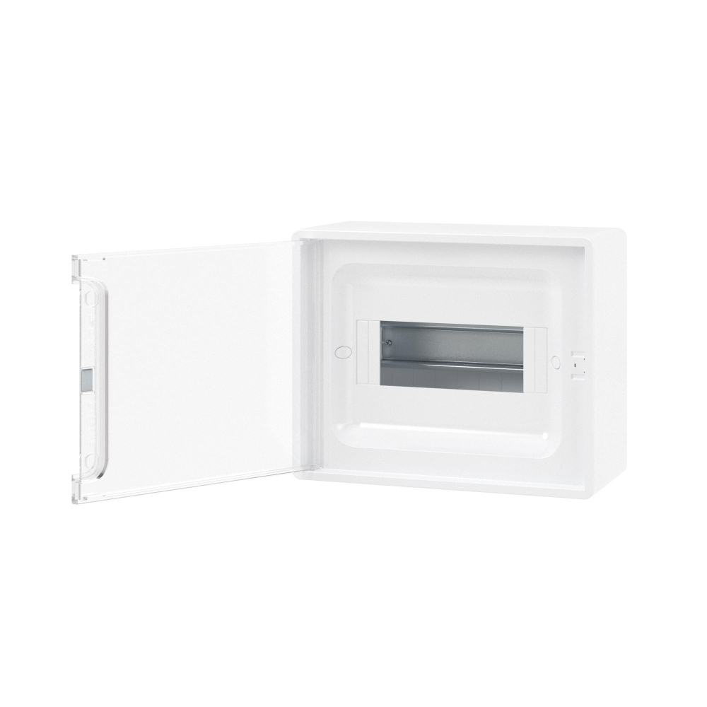 Щиток 8 мод настенный FRAME, белый с прозрачной дверцей, с 2 шинами PEN на 6 и 8 отв.