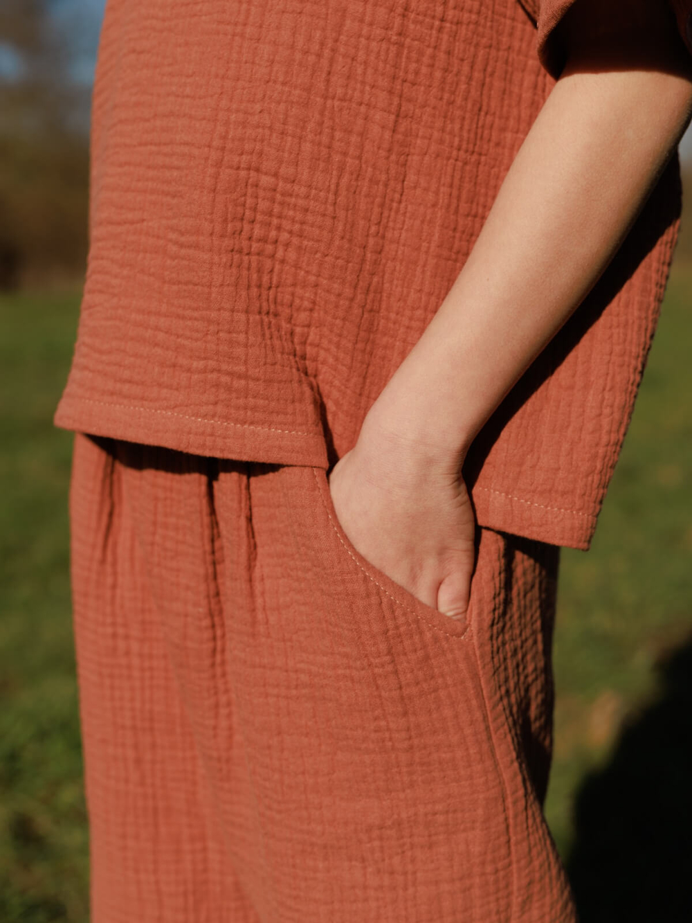 Шорты удлиненные Mjölk Toffee, из муслина