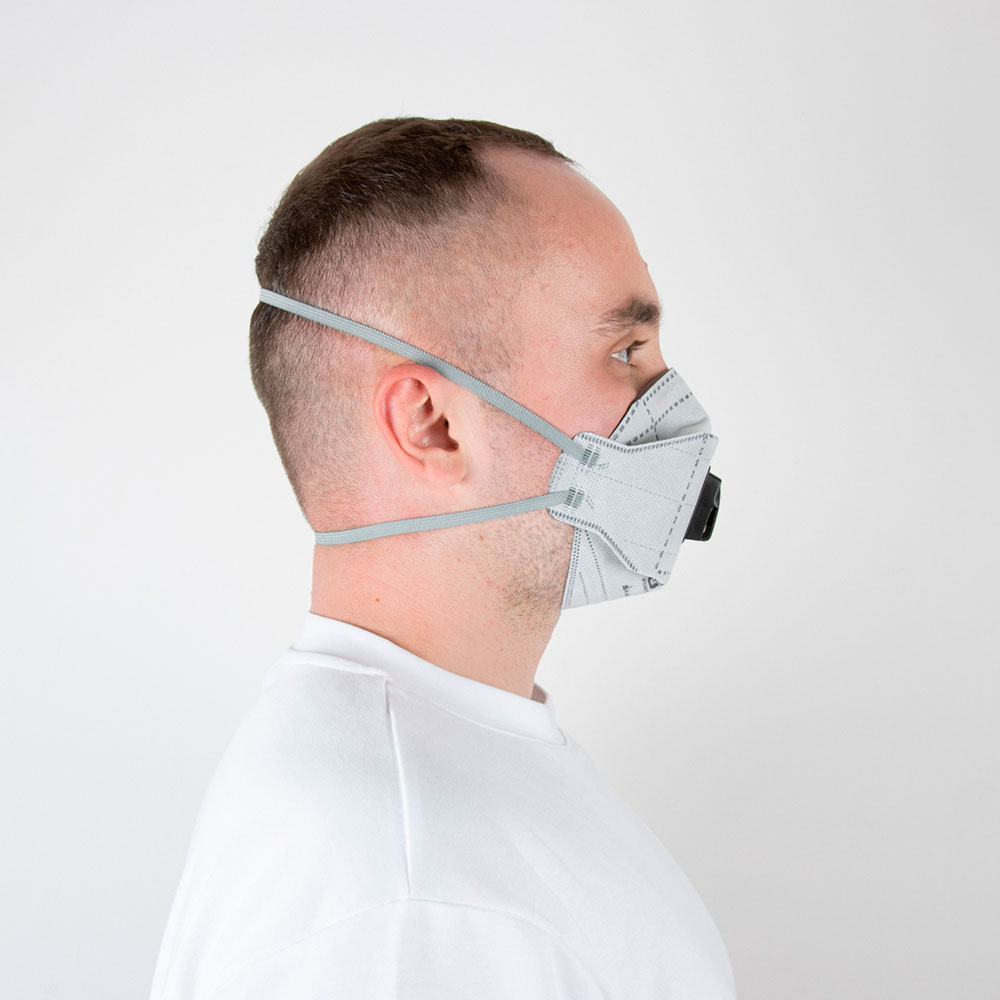 JETAPRO Полумаска Mircon Flex противоаэрозольная с клап., с уголь. слоем, трехпанель., FFP2