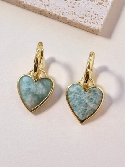 Серьги сердечки из амазонита