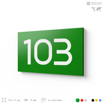 Номер на дверь квартиры 103, табличка на дверь офиса, кабинета, аудитории, склада, зеленая 120х70 мм, Айдентика Технолоджи
