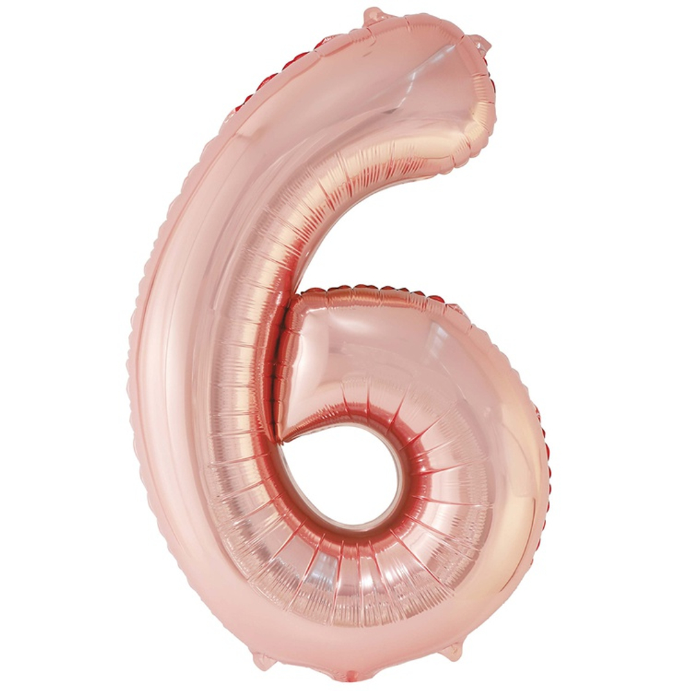 Шар фольгированный Цифра 6 102 см (Розовое Золото)