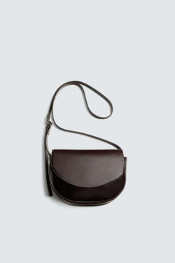 ZARA КОЖАНАЯ СУМКА ЧЕРЕЗ ПЛЕЧО, КОРИЧНЕВЫЙ