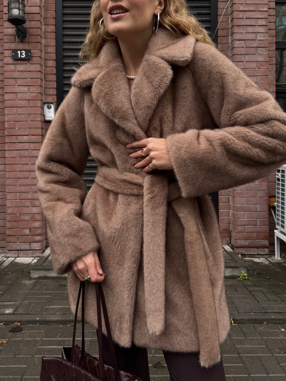 Шуба Lux миди капучино