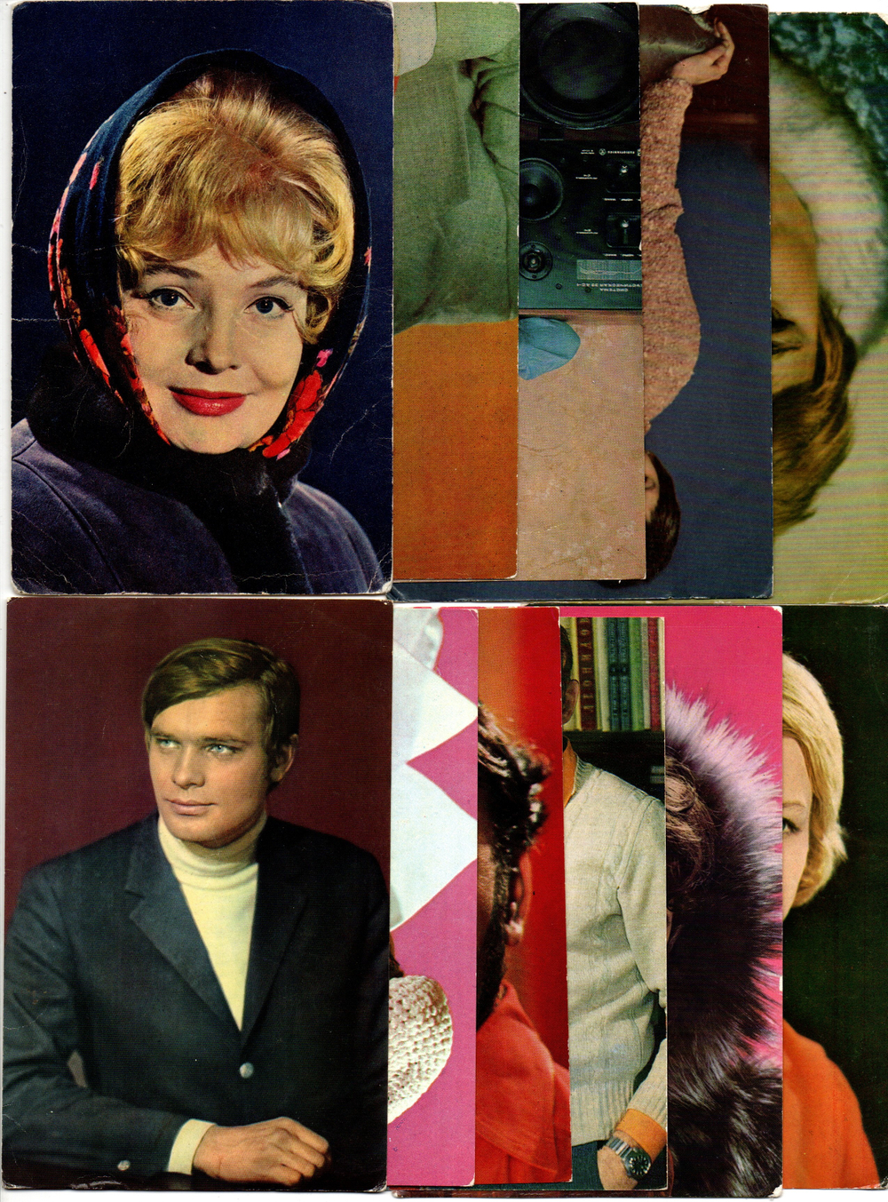 №38 Открытки Артисты и актёры СССР 1970–1980-е г. 25 штук. Цветные, чистые, без повторов
