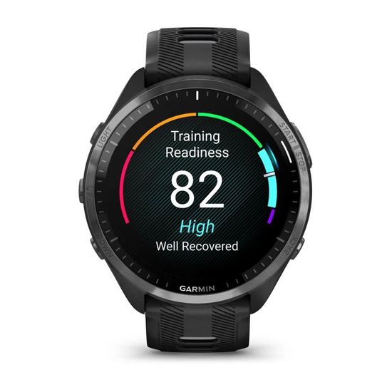 Умные часы Garmin Forerunner 965 черные, темно-серый DLC титановый безель, с черным ремешком