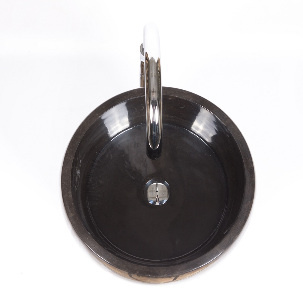 Раковина напольная из мрамора Round Midle Big Black MN-01707 (45*45*90 см)