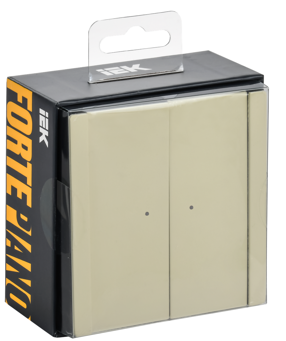 FORTE&PIANO Выключатель 2-клавишный проходной с индикацией 10А FP808M металл серый сланец IEK