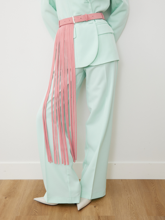 БАЗОВЫЙ РЕМЕНЬ-ТРАНСФОРМЕР С БАХРОМОЙ ЗАМША ПУДРОВЫЙ РОЗОВЫЙ