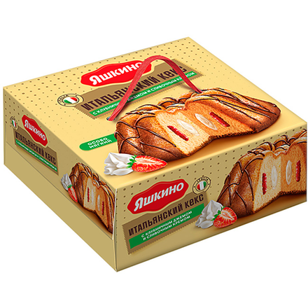 Кекс Яшкино с клубничной начинкой и сливочным кремом 500 гр