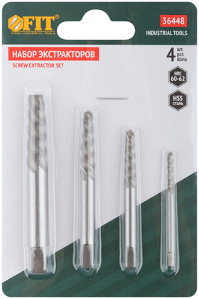 Набор экстракторов из быстрорежущей HSS стали, 4 шт. FIT IT Профи 36448