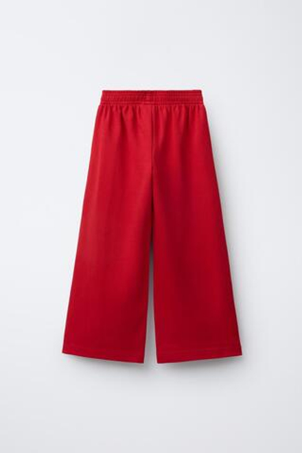 ZARA БРЮКИ WIDE LEG ИЗ ТКАНИ ИНТЕРЛОК, КРАСНЫЙ